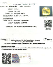 3.87/CT Natural Yellow Sapphire With Govt Lab Certificate (45510)